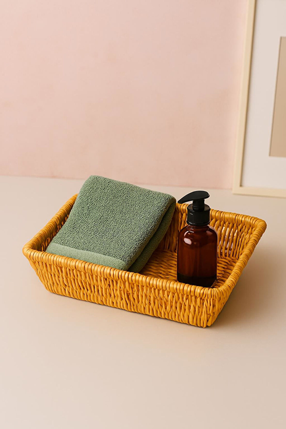 Rattan Hasır Ekmek Sepeti Çok Amaçlı Düzenleyici Organizer Dayanıklı Malzeme