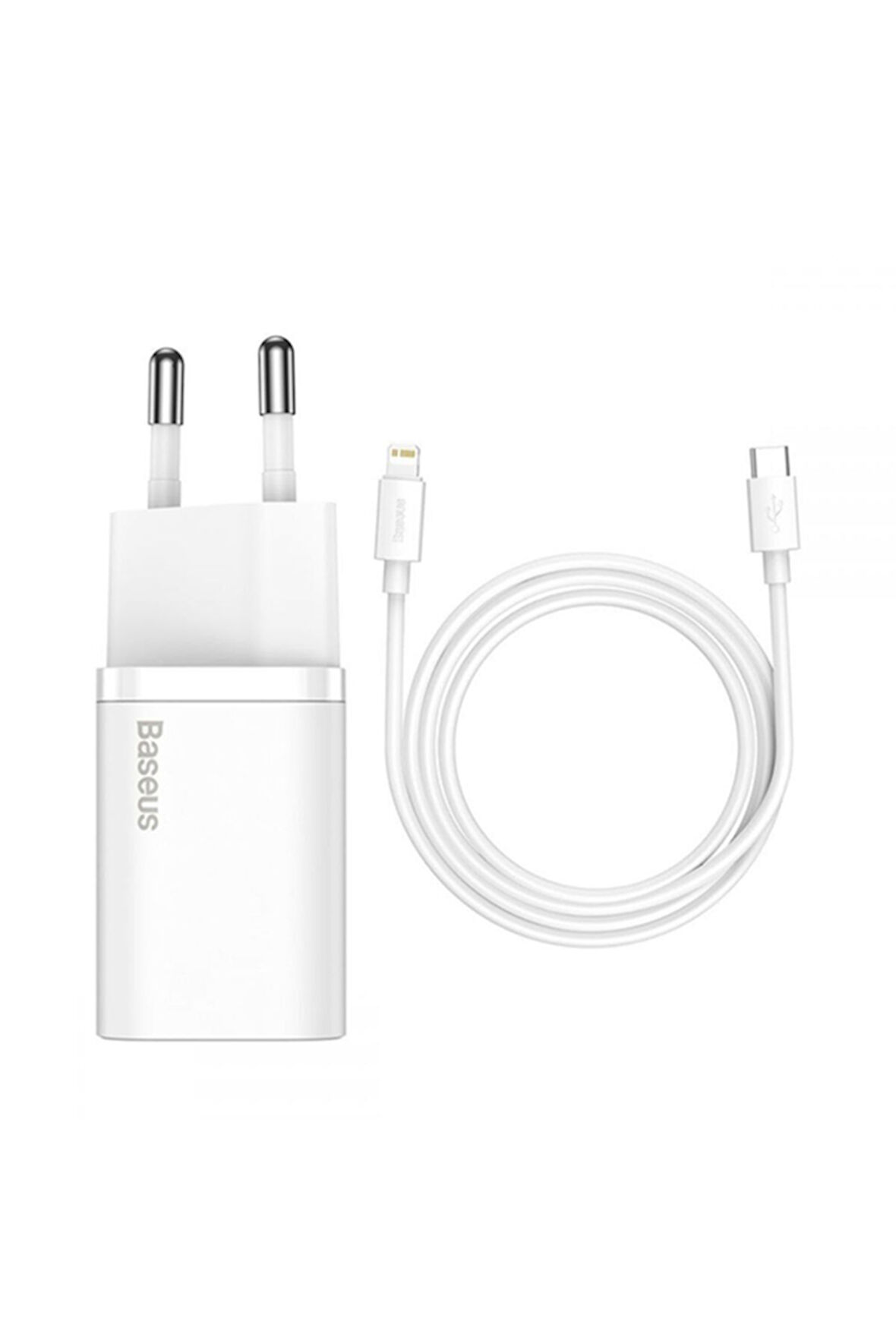 Baseus Apple iPhone 11 / 12 / 13 / Pro / Pro Max / Mini / 14 / 14 Plus / 14 Pro / 14 Pro Max Tüm Serilerle Uyumlu 20W Hızlı Şarj Adaptörü + Type-C To Lightning 1m Şarj Kablosu