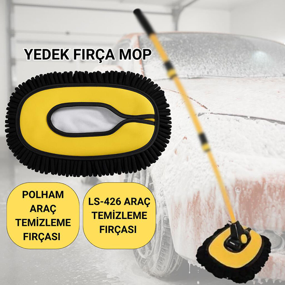 Coofbe Yedek Araç Yıkama Fırça Bezi, Oto Temizleme Fırçası Yedek Mop, Çizmez, Süper Emici, Kolay Tak-Çıkar