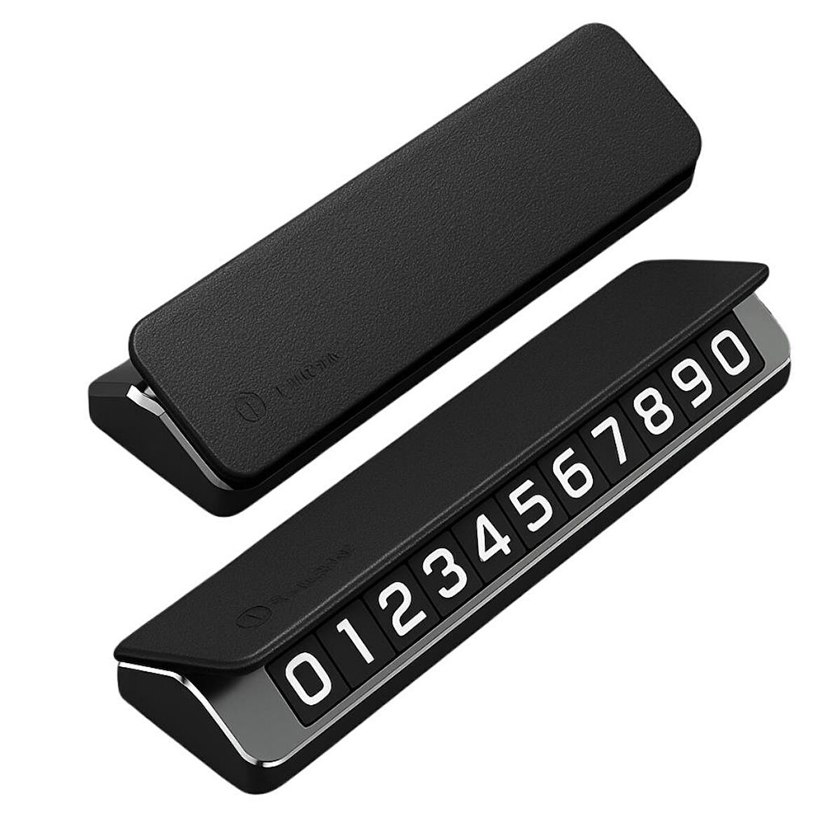 Coofbe Deri Kapaklı Gizlenebilir Alüminyum Araç Park Telefon Numaratörü Geçici Park Numaratör Plakalık