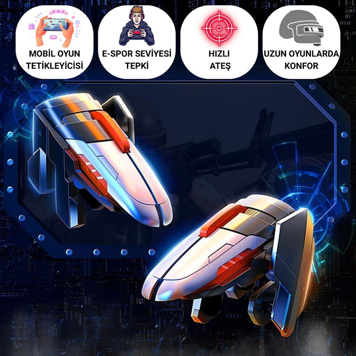 Coofbe Profesyonel Yüksek Hassasiyetli Telefon Tetik Mobil Oyun Tetik Aparatı 4 Buton Nişan Ve Tetik Tuşu