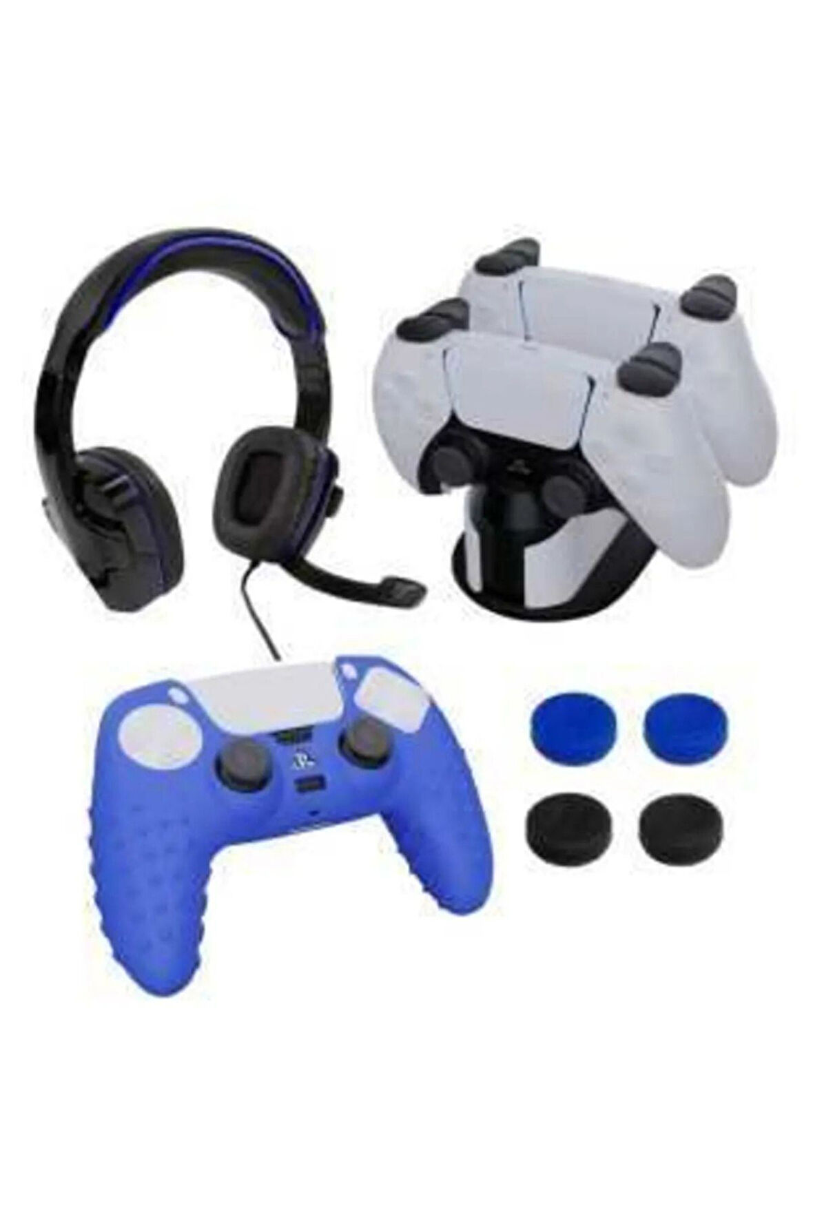 Playstation 5 Oyuncu Seti Kulaklık Şarj Istasyonu Dualsense Kılıf Ve Analog Koruyucu