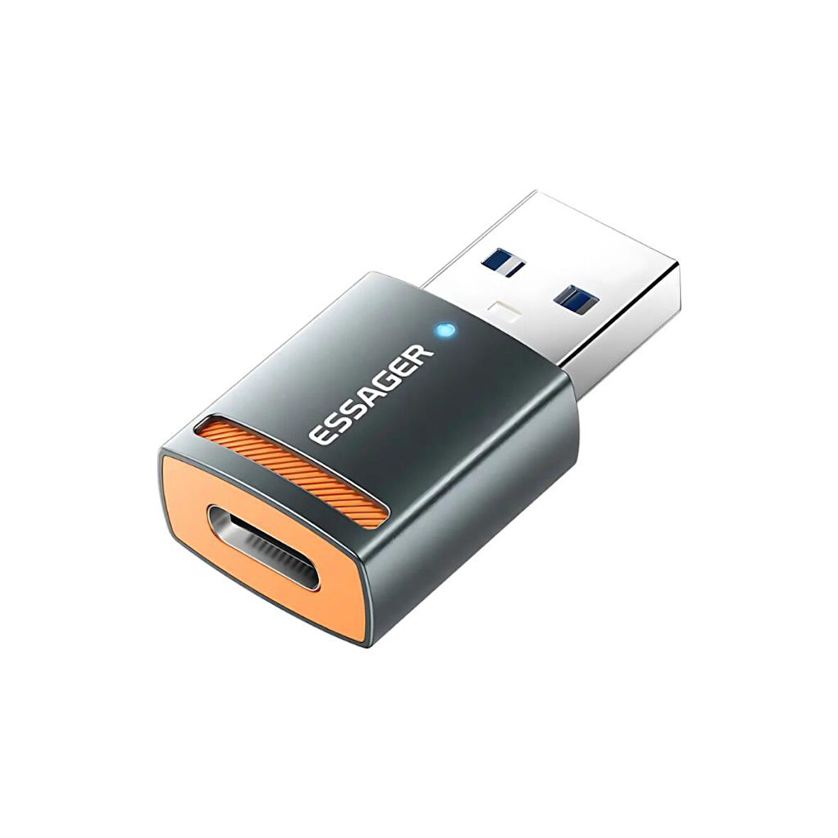 Essager Led Işıklı USB3.0 To Type-C Otg Dönüştürücü Adaptör, 5Gbps Veri Aktarım USB Type-C Dönüştürücü Adaptör