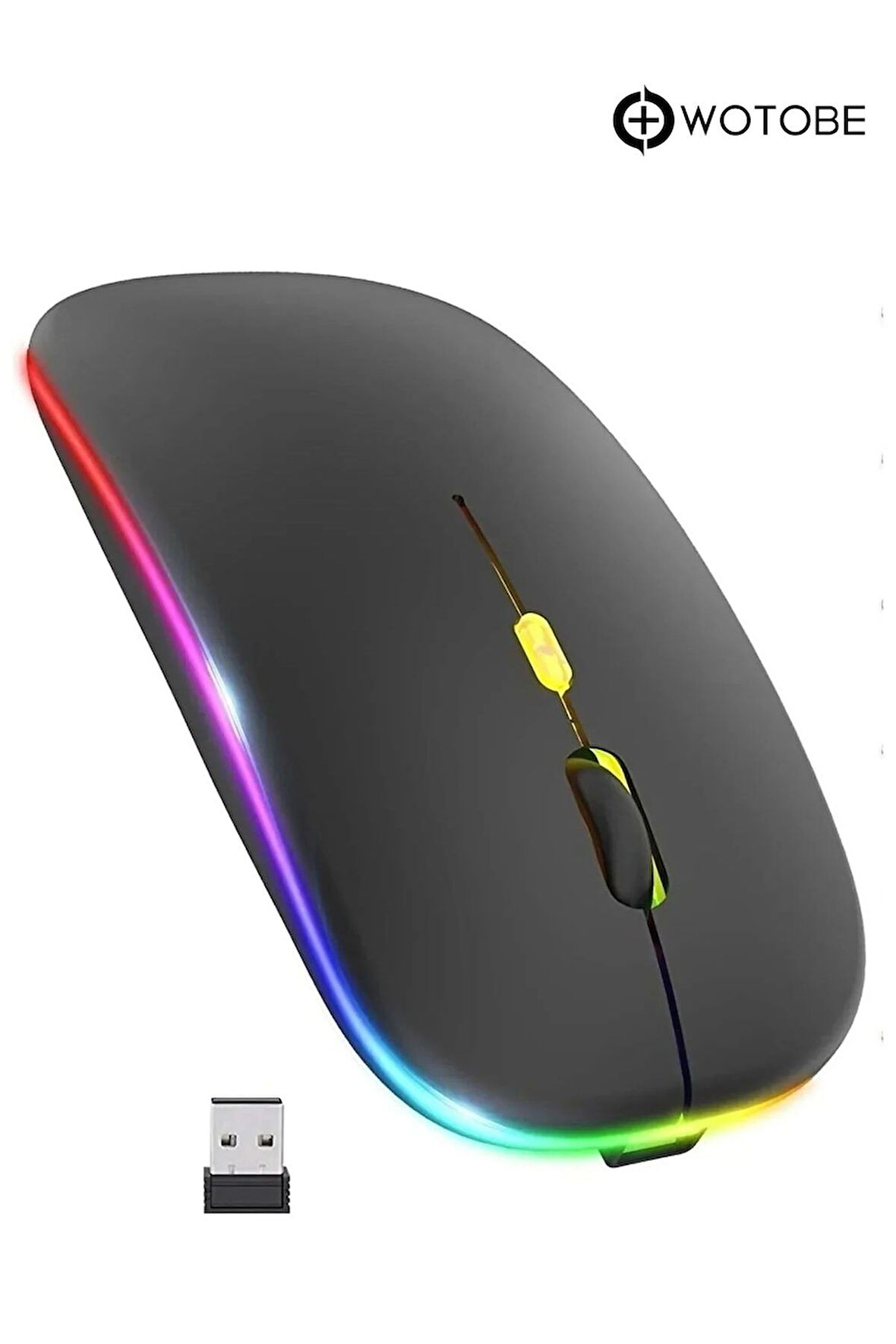 Rgb Ledli Şarj Edilebilir Sessiz Tıklamalı Ergonomik Çift Modlu Kablosuz Bluetooth Mouse