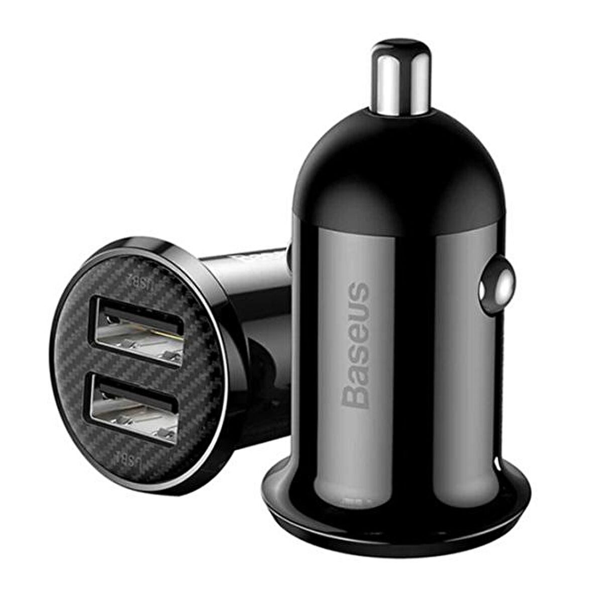 Baseus Grain Pro Dual Usb 4.8A Max Çıkışlı Hızlı Araç Şarj Başlık SİYAH