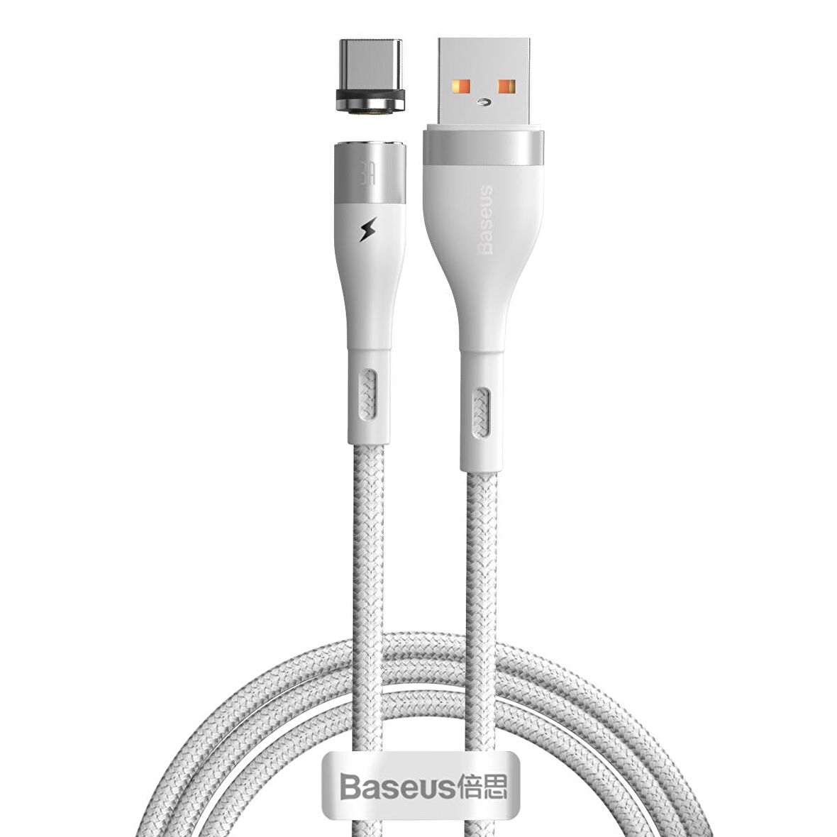 Baseus Zinc Magnetic 3A 100 cm Type-C Kablo Beyaz