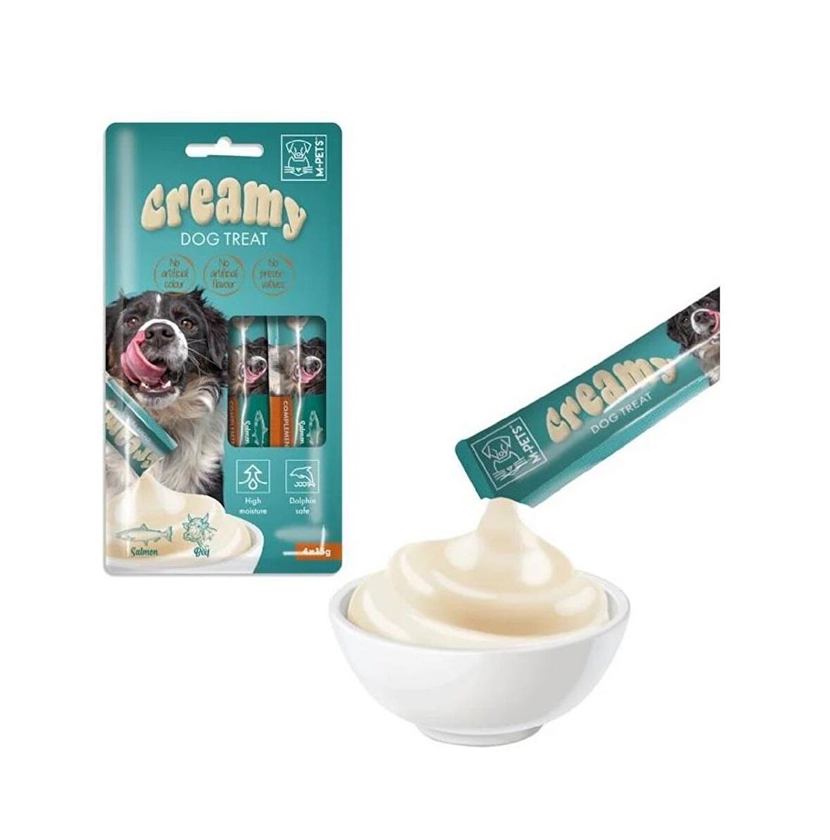 M-Pets Köpek Ödülü Creamy Somon Balıklı Biftekli 4 x 15 Gr