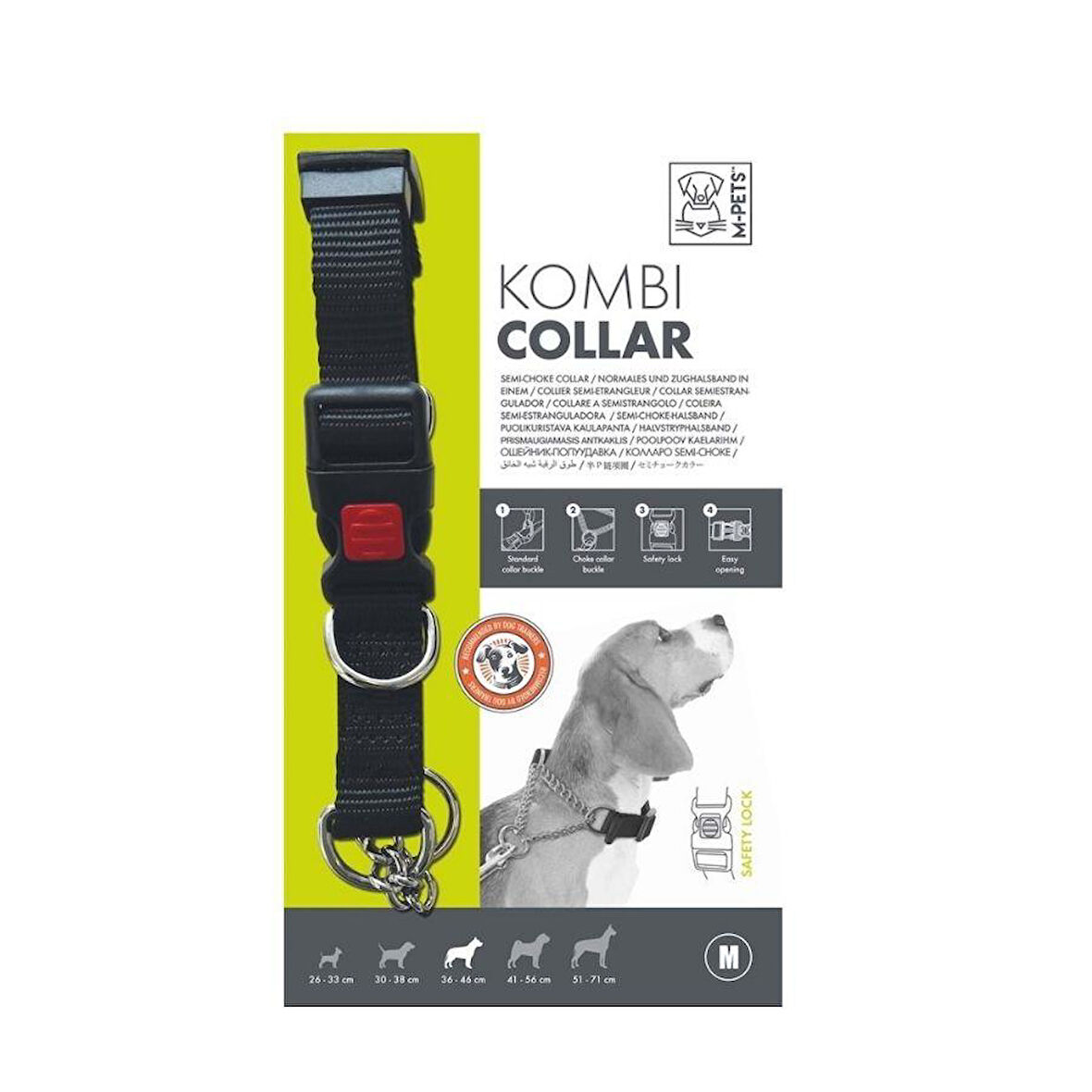M-Pets Kombi 2in1 Köpek Eğitim Tasması Siyah M 