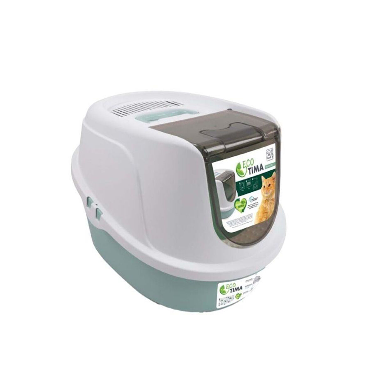 M-Pets Eco Tıma Kapalı Kedi Tuvaleti M 52,3x39,7x38 CM Yeşil