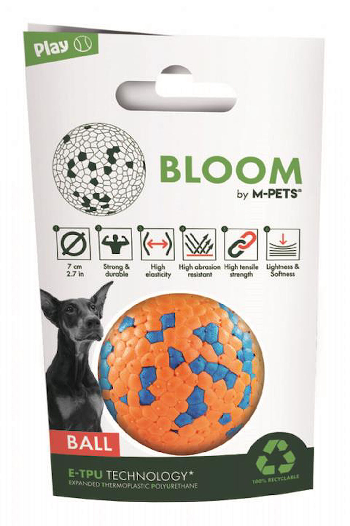 M-PETS BLOOM BALL OYUN TOPU PARÇALANMAZ ORANGE/BLUE