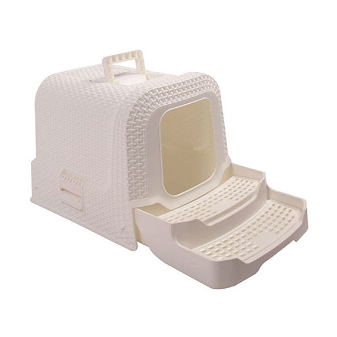 M-Pets Suez Rattan Kapalı Kedi Tuvalati Beyaz 69x42x41 Cm 