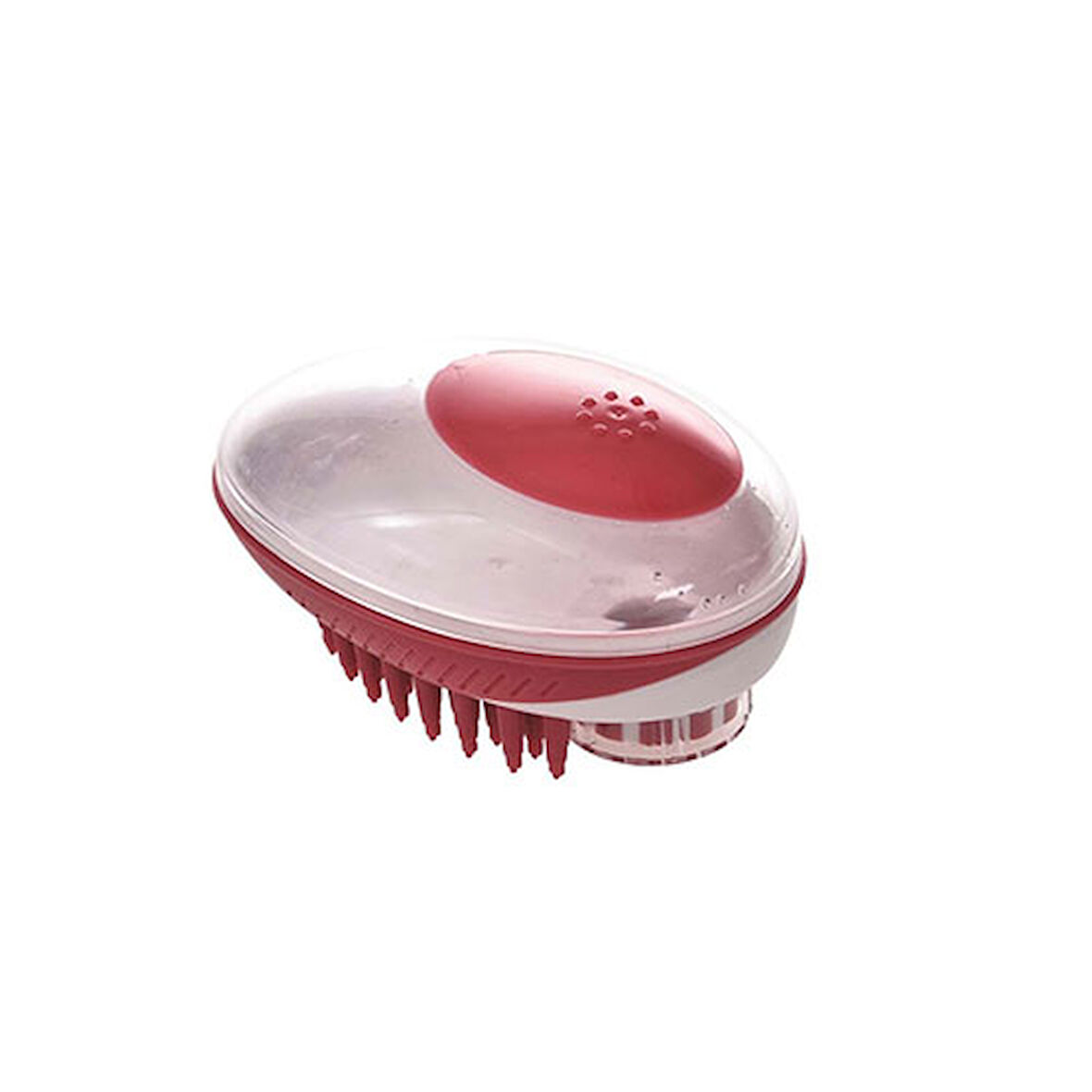 M-Pets Rubeaz Şampuan Hazneli Yıkama ve Masaj Fırçası Kırmızı 11,5x7,5 Cm 