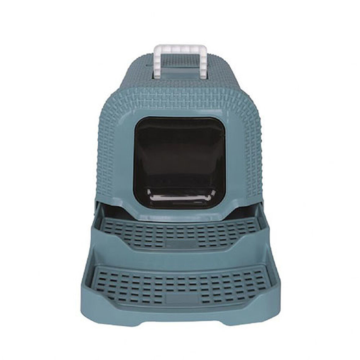 M-Pets Suez Rattan Kapalı Kedi Tuvalati Mavi 69x42x41 Cm 