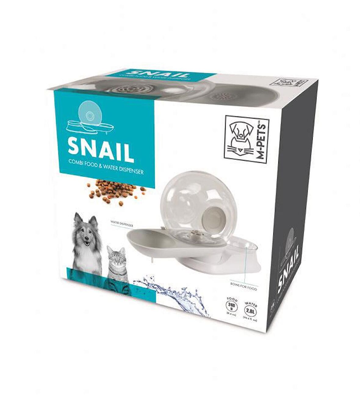 60500699 M-PETS SNAIL HAZNELİ SU ve MAMA KABI WHİTE 2800ML-240GR