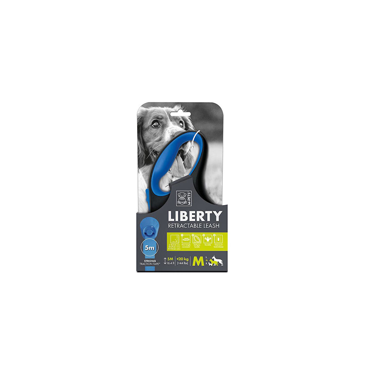 M-PETS Liberty Otomatik Gezdirme Şerit 5 Mt Mavi (M)