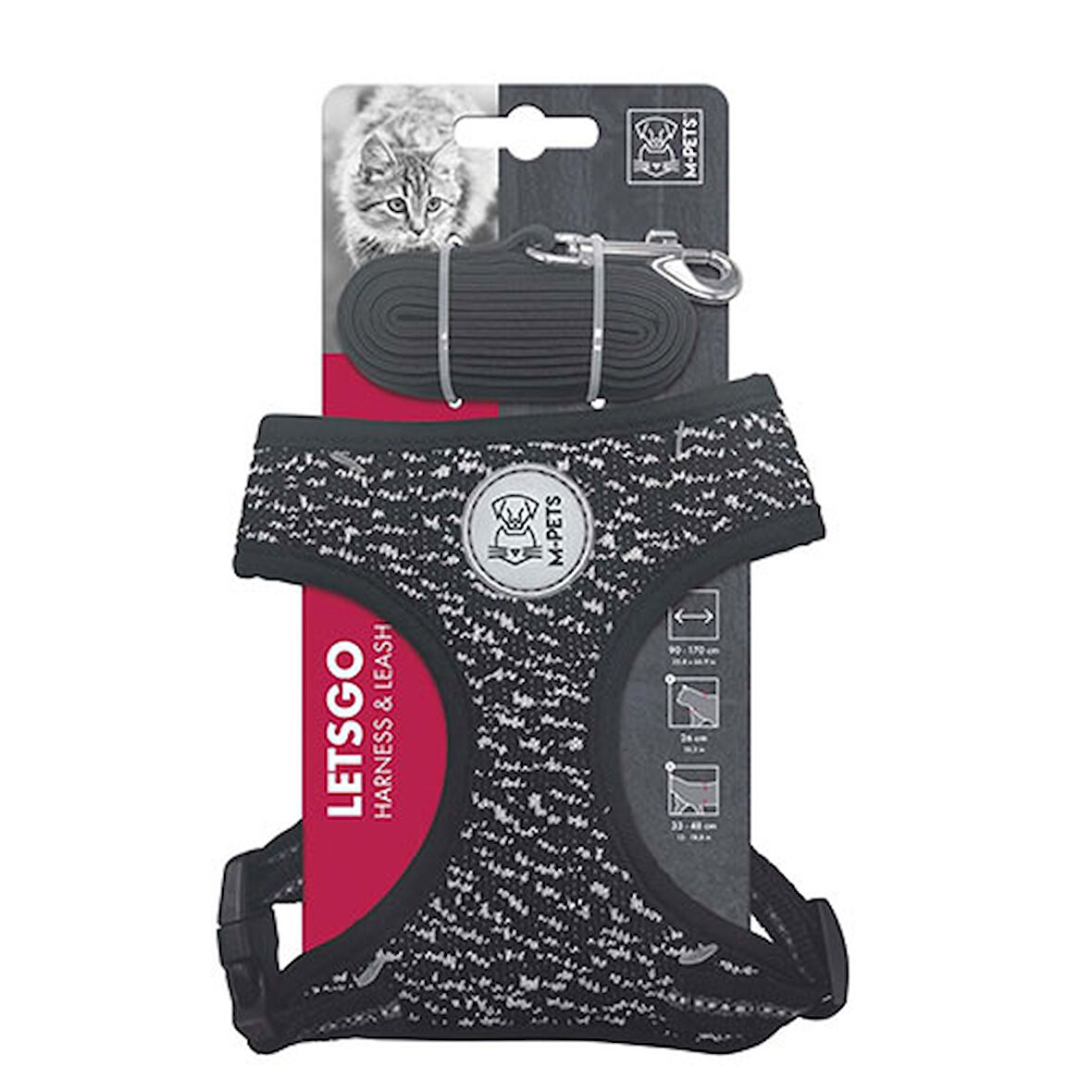 M-Pets Letsgo Kedi Göğüs Tasması Seti 30-42 Cm 