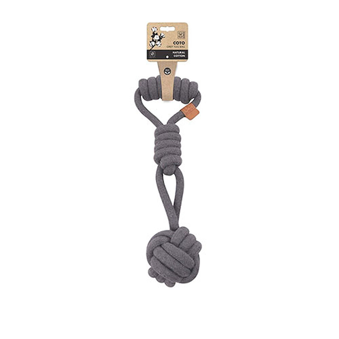 M-Pets Çekmeli Örgü Top Köpek Oyuncağı Gri 36 Cm 