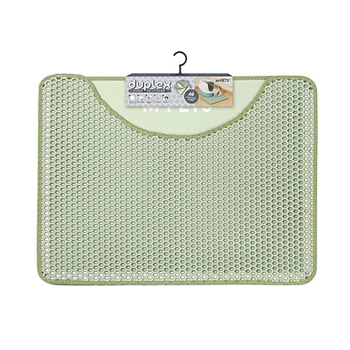 M-Pets Duplex Elekli Kedi Kumu Paspası Yeşil 60x45 Cm 