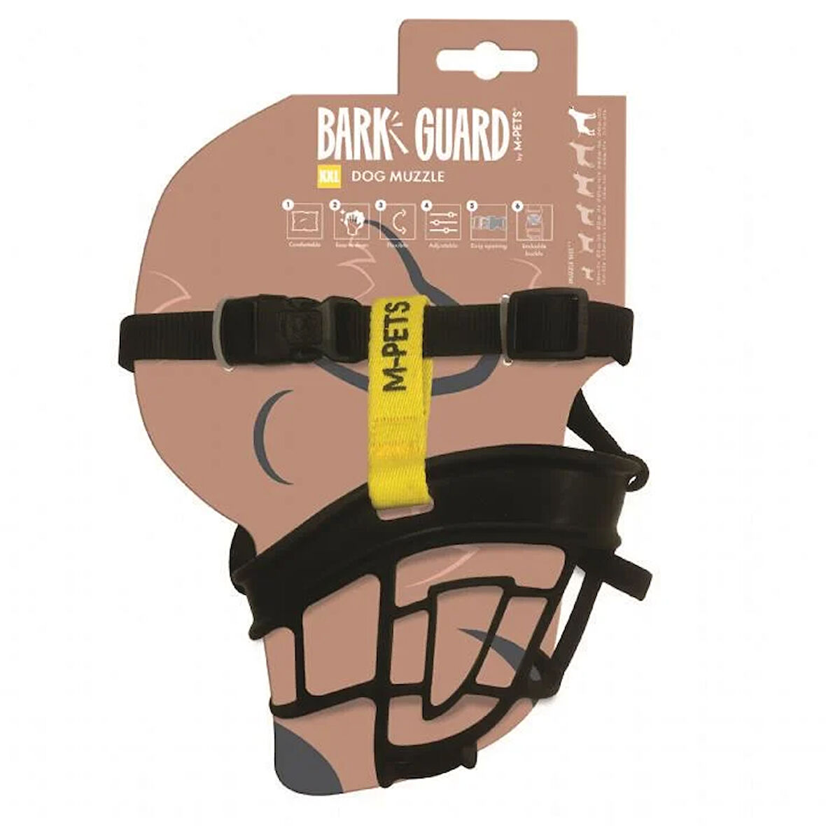 M-Pets Bark Guard Ağızlık (XXL) Black/Yellow