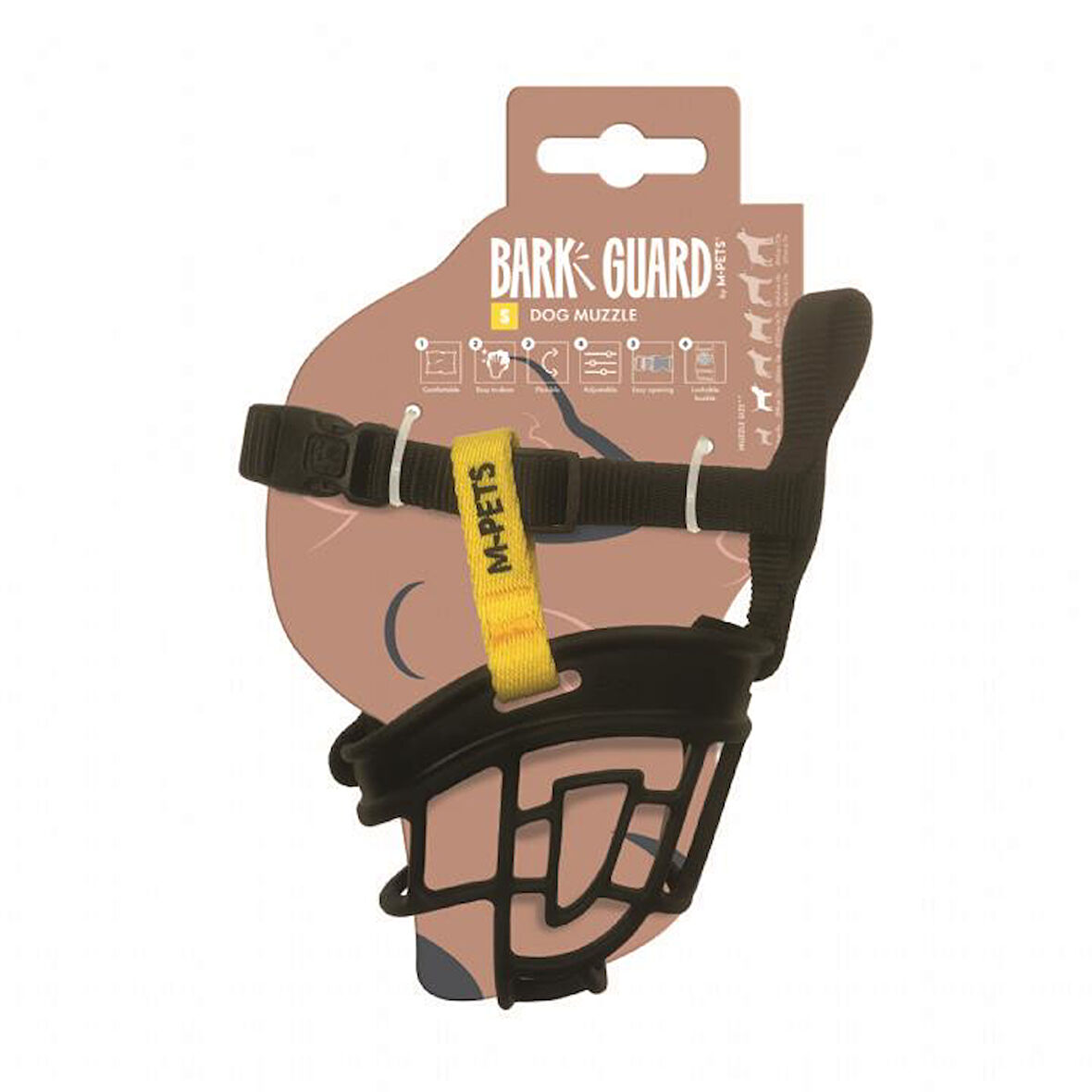 M-Pets Bark Guard Ağızlık (S) Black/Yellow