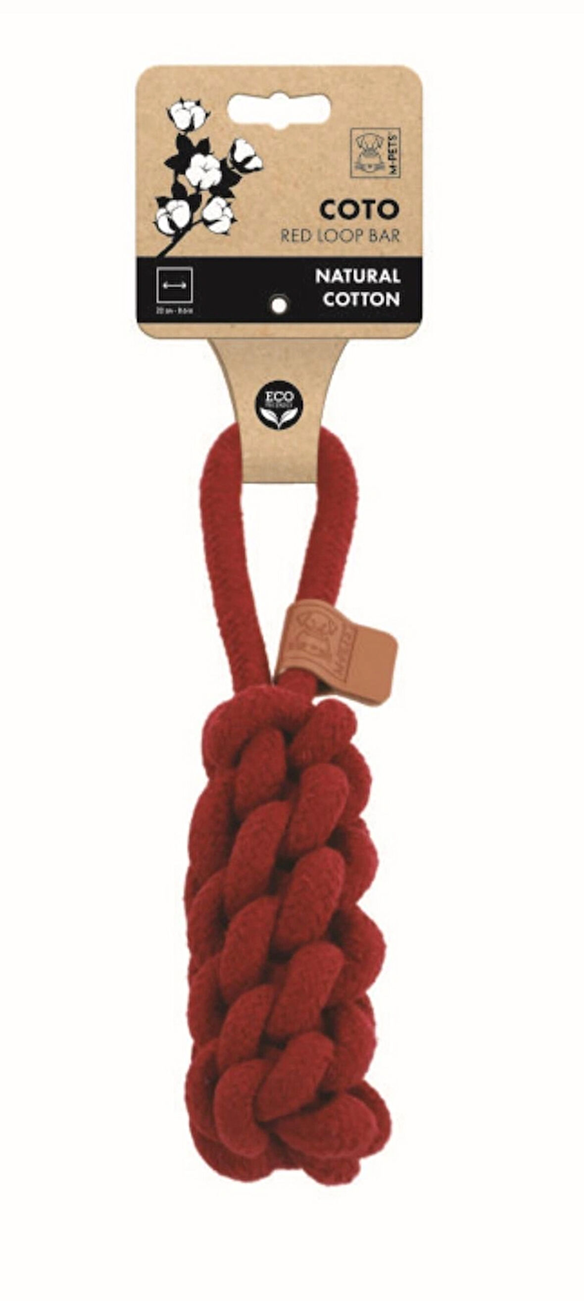 M-Pets Coto Kırmızı Loop Bar Örgü Halat Köpek Oyuncağı 22 cm