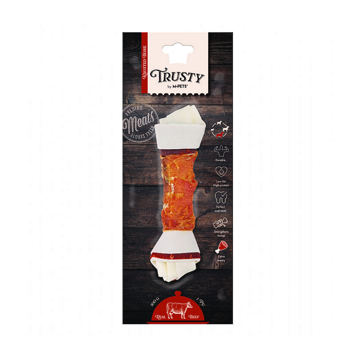 M-Pets Trusty Extra Beef Biftekli Düğüm Kemik 100 Gr 20,3 Cm