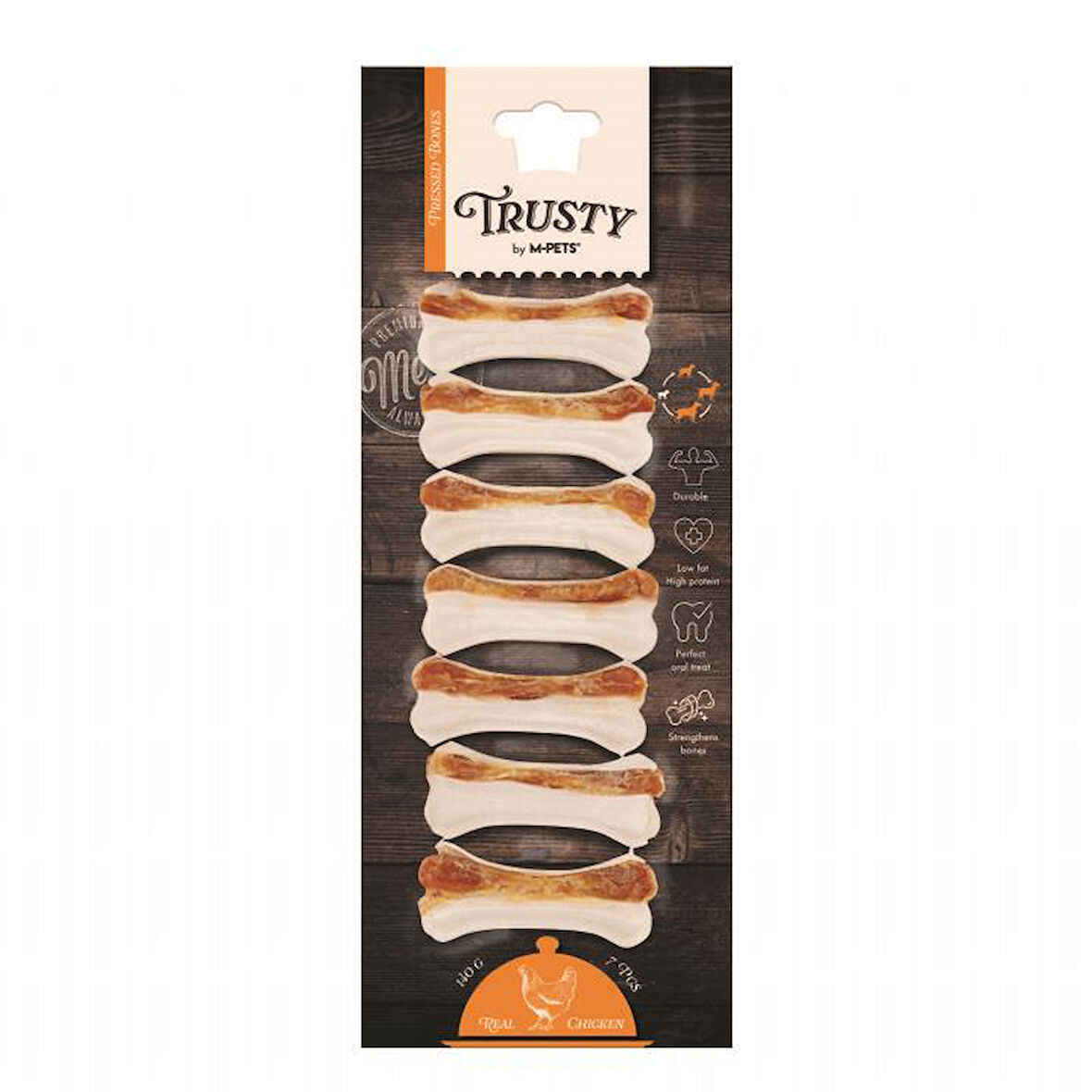 19046899 M-PETS TRUSTY CHICKEN PRESS KEMİK 7Lİ 140GR/7,7CM