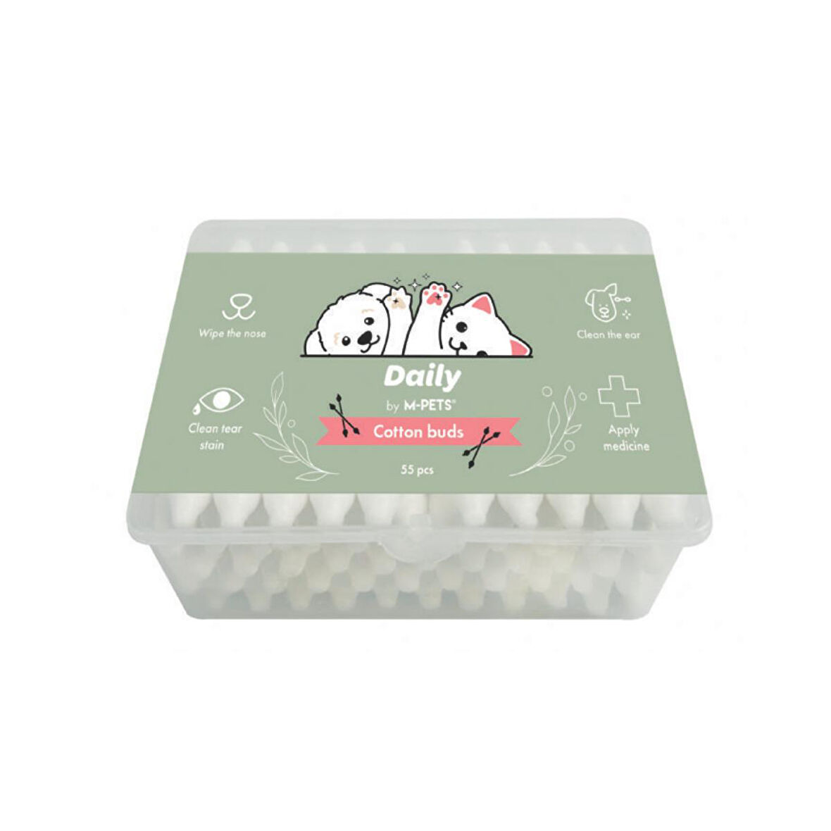 M-PETS DAILY KULAK BURUN GÖZYAŞI TEMİZLME PAMUĞU 55Lİ