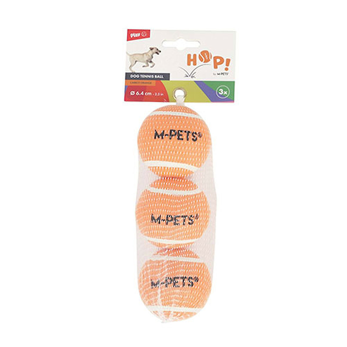 M-Pets Hop Tenis Topu Köpek Oyuncağı Turuncu 3'lü 6,4 Cm 