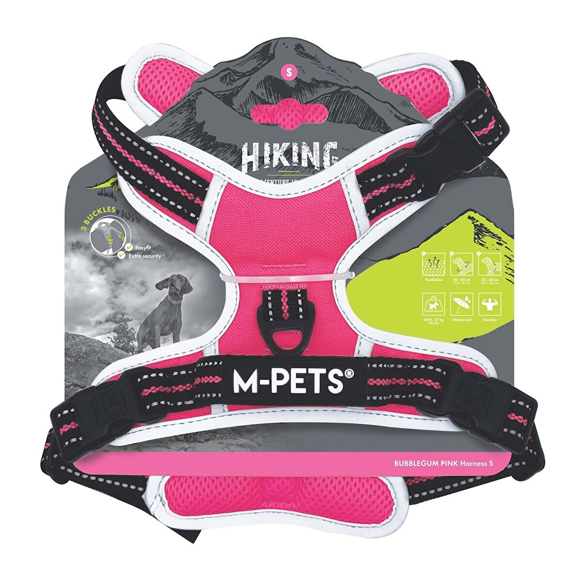 M-Pets Hıkıng Reflektörlü Soft Köpek Göğüs Tasması Pembe L