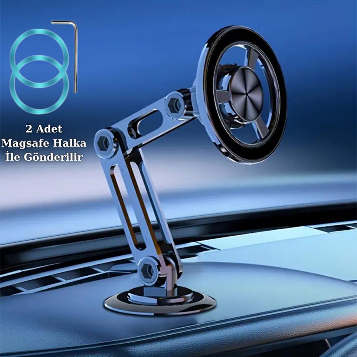 Coofbe Güçlü Metal Magsafe Uyumlu 360 ° Dönebilen Araç İçi Telefon Tutucu Masaüstü Telefon Tutucu Stand