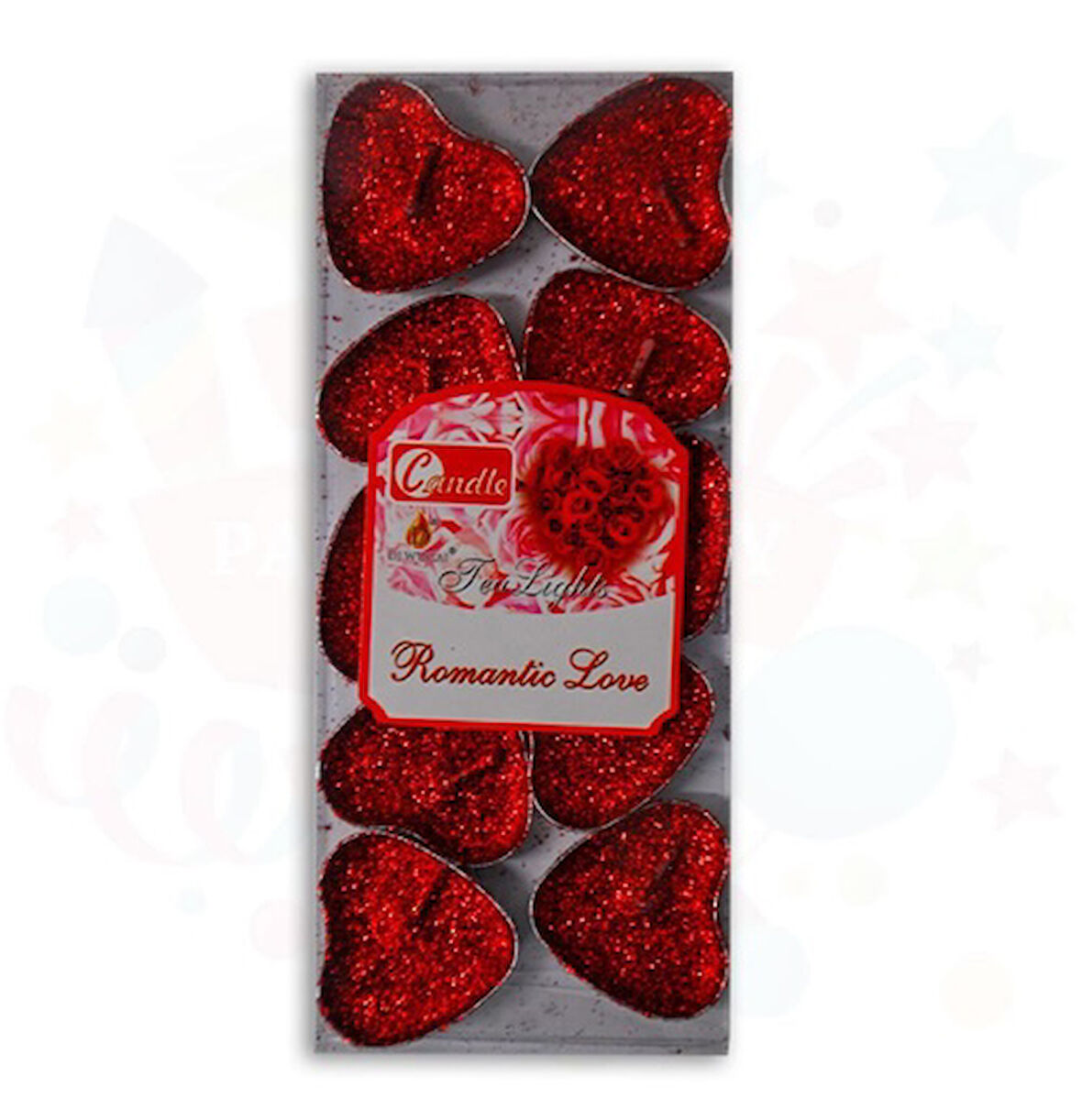 Party Marty Kalpli Simli Kırmızı Mum 10Lu - 2 paket