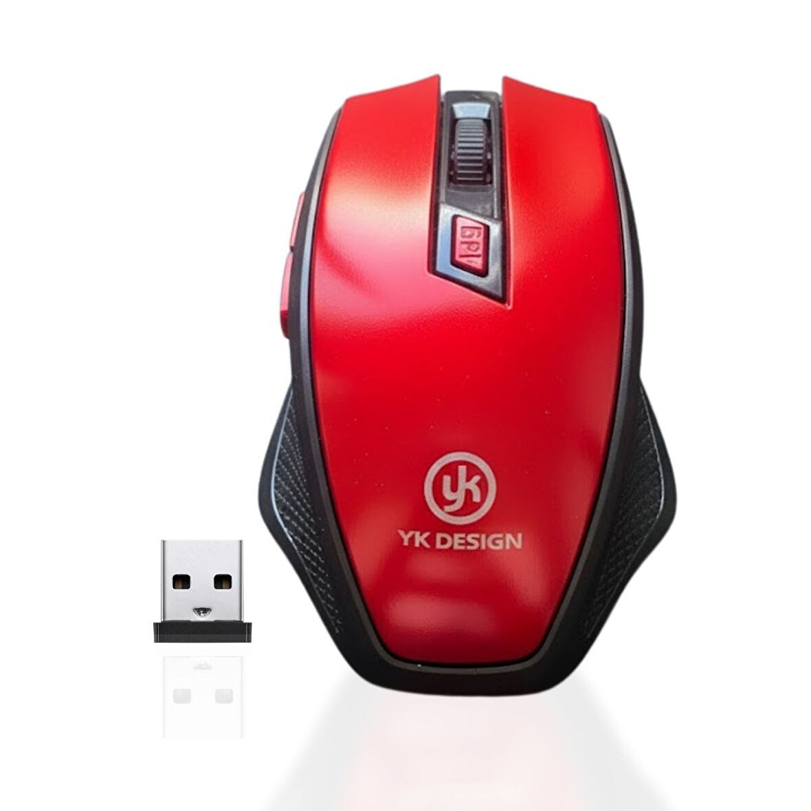 BUFFER® Kırmızı Renkli Baş Parmak Destekli Ergonomik Sessiz Kablosuz Mouse – USB Alıcılı, Ofis ve Oy