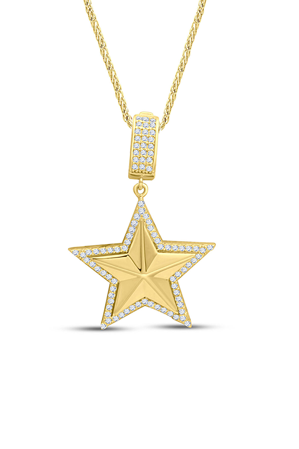 Taşlı Altın Yıldız Charm Kolye