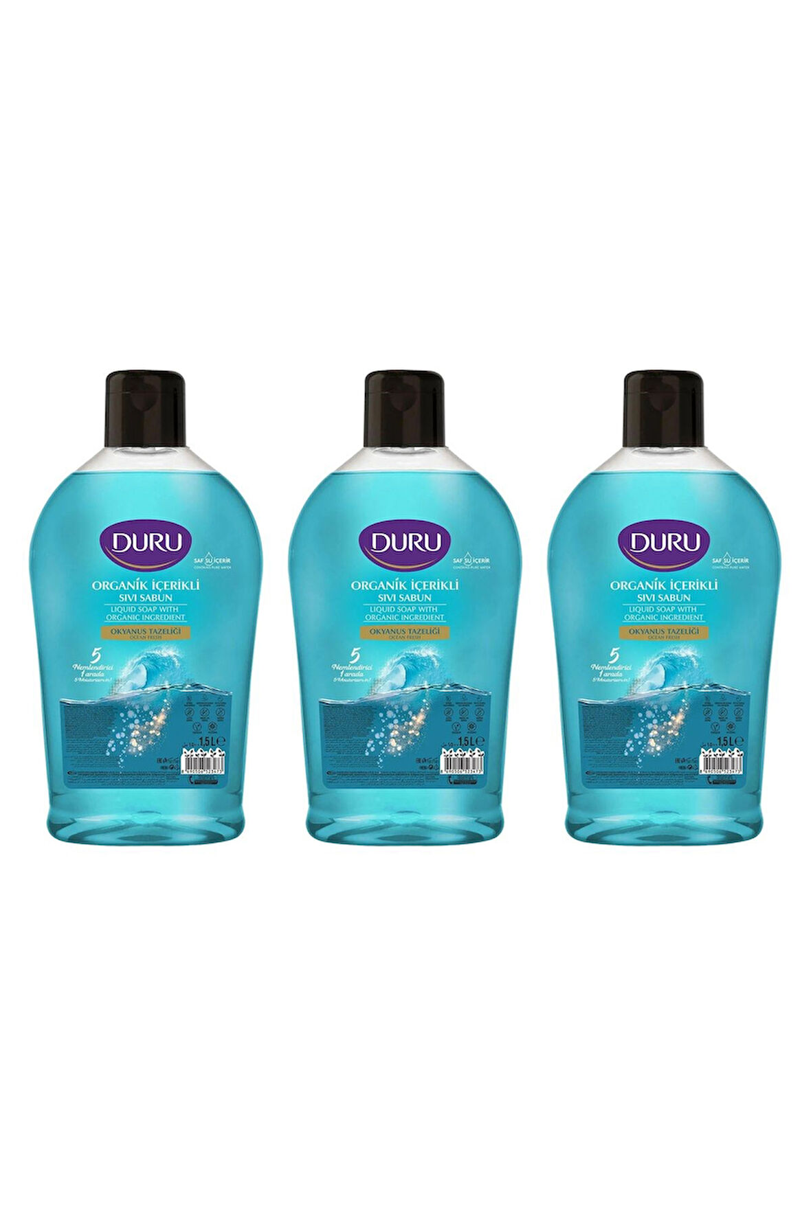 Duru Sıvı Sabun Organik İçerikli Okyanus Tazeliği 1500 ml x 3 adet