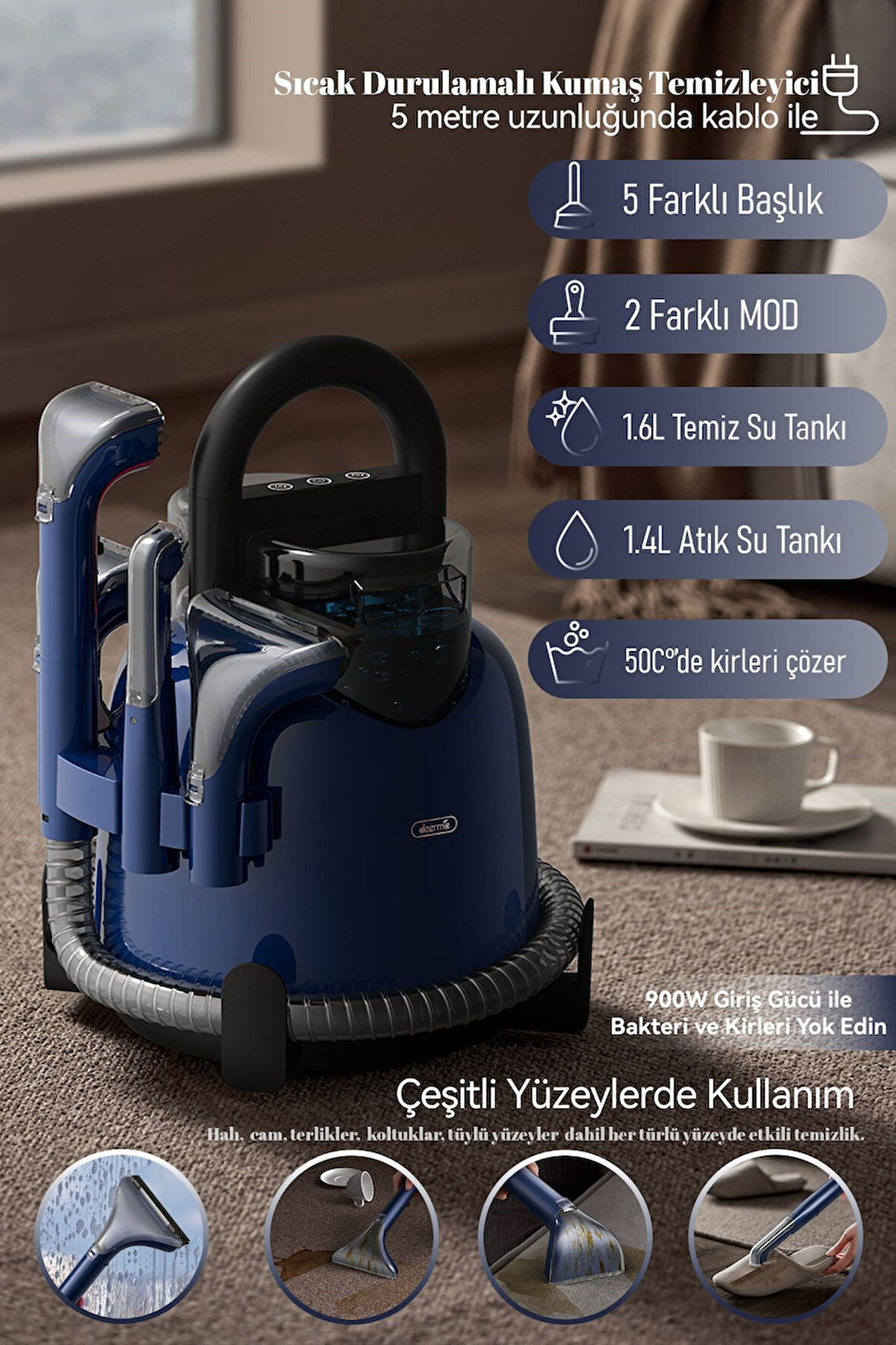 Koltuk ve Halı Yıkama Makinesi Sıcak-Soğuk BY200