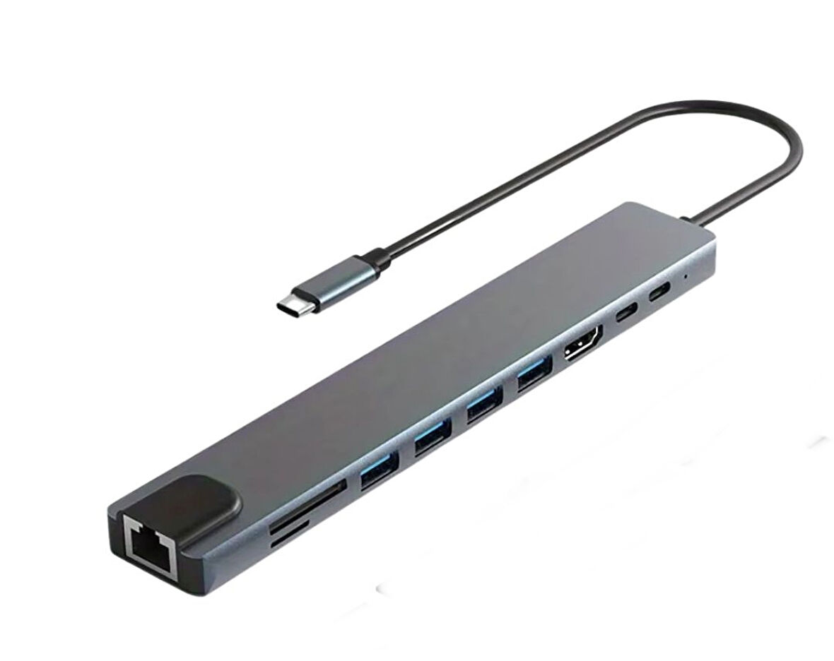 Pmr 10in1 Type C Hub Çevirici 4*usb 3.0/Kart okuyucu/ 4k Hdmi/ Gigabyte Ethernet/100W pd Şarj