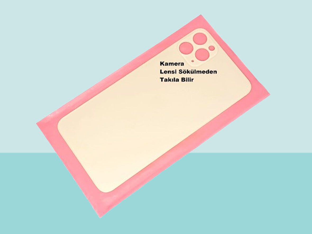 Tkgz - iPhone 11 PRO MAX Arka Pil Batarya Kapağı - Cam kapak Geniş Lens Deliği - GOLD