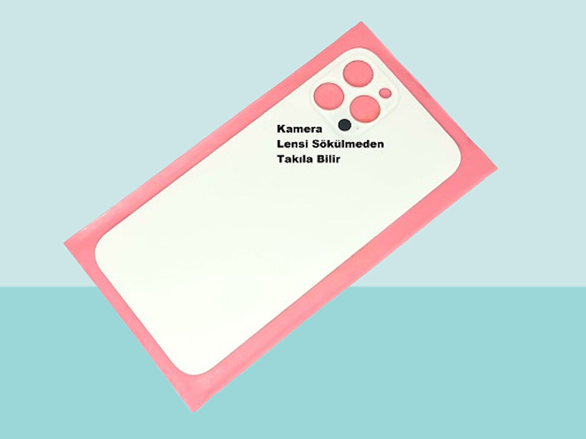 Tkgz - iPhone 12 PRO MAX Arka Pil Batarya Kapağı - Cam kapak Geniş Lens Deliği - BEYAZ