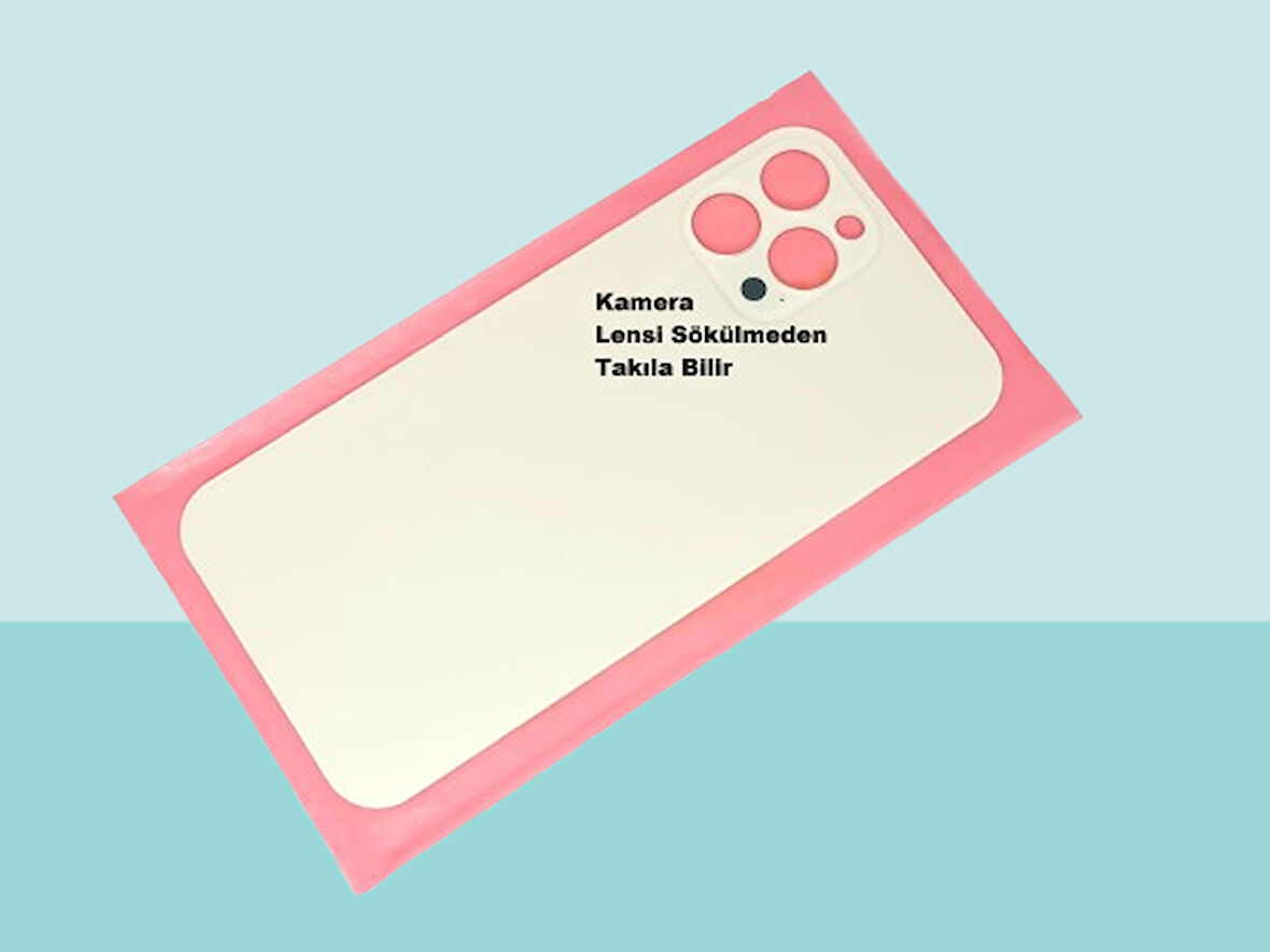 Tkgz - iPhone 12 PRO MAX Arka Pil Batarya Kapağı - Cam kapak Geniş Lens Deliği - GOLD