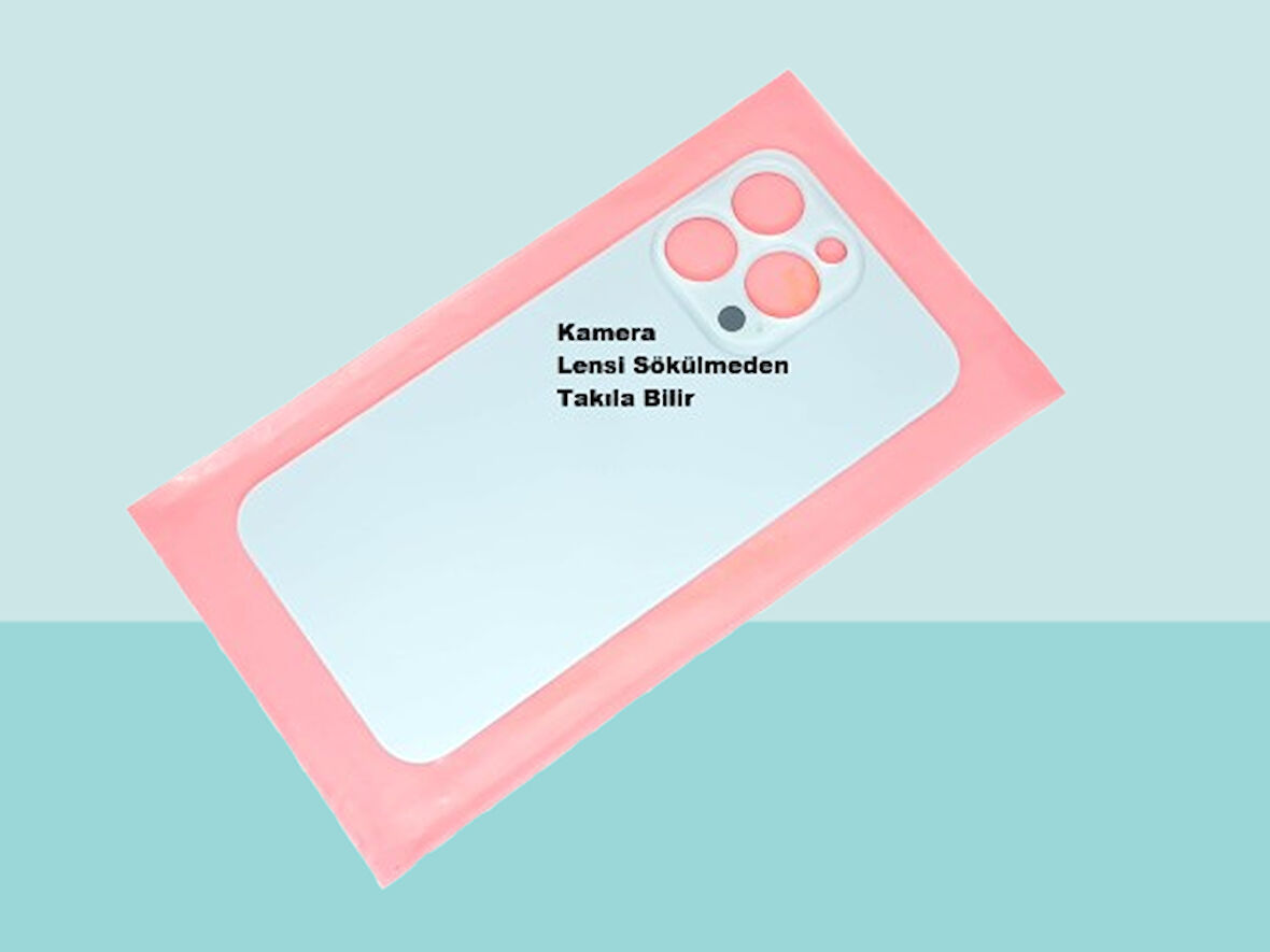 Tkgz - iPhone 13 PRO Arka Pil Batarya Kapağı - Cam kapak Geniş Lens Deliği - MAVİ