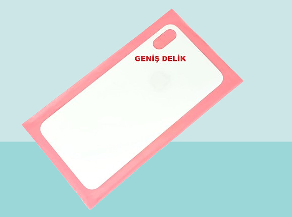 Tkgz - iPhone XS MAX Arka Pil Batarya Kapağı - Cam kapak Geniş Lens Deliği - BEYAZ