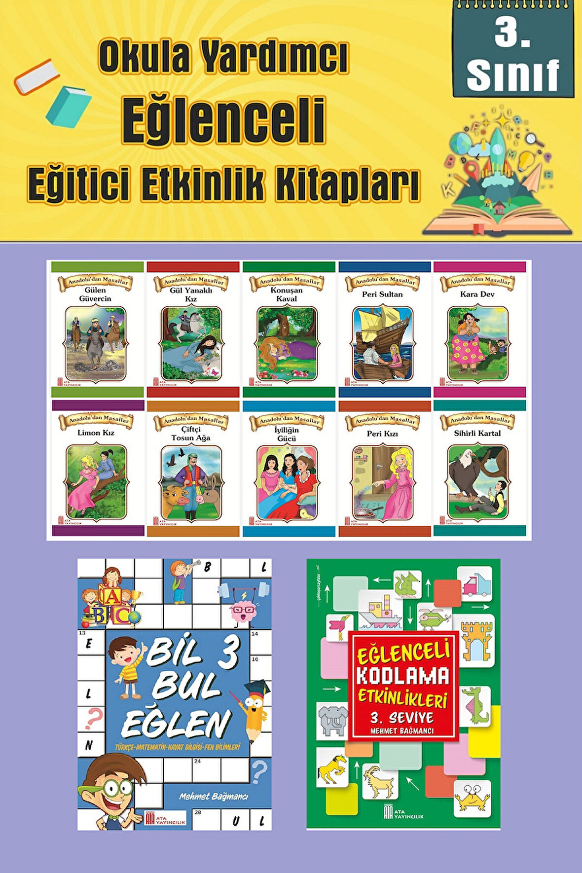 3.Sınıflar İçin Okumayı Sevdiren 10 lu Hikaye Seti -Bil Bul Eğlen-Kodlama 7 (Okulda Evde Tatilde)