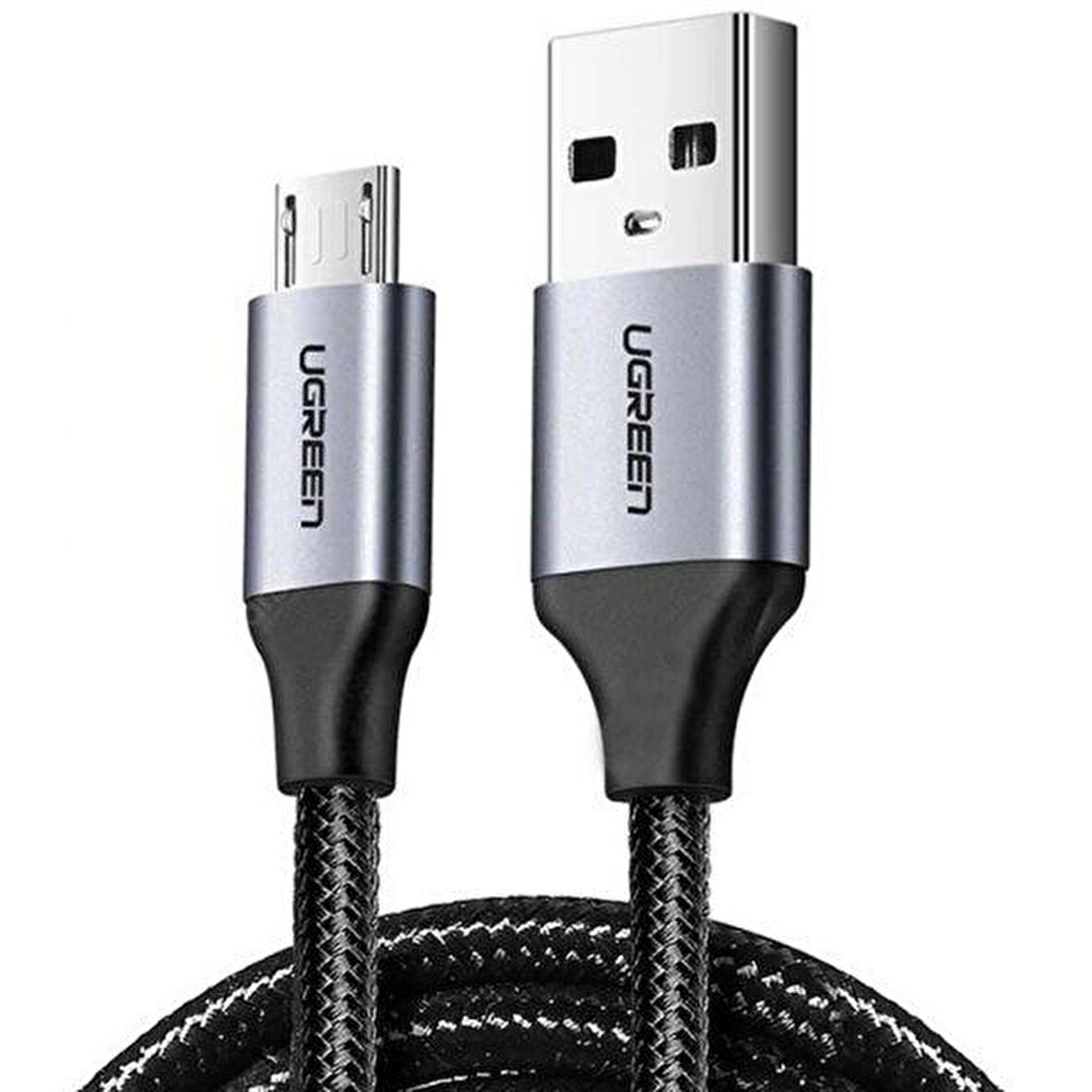 Ugreen Örgülü Micro USB Data ve Şarj Kablosu Siyah 1 Metre