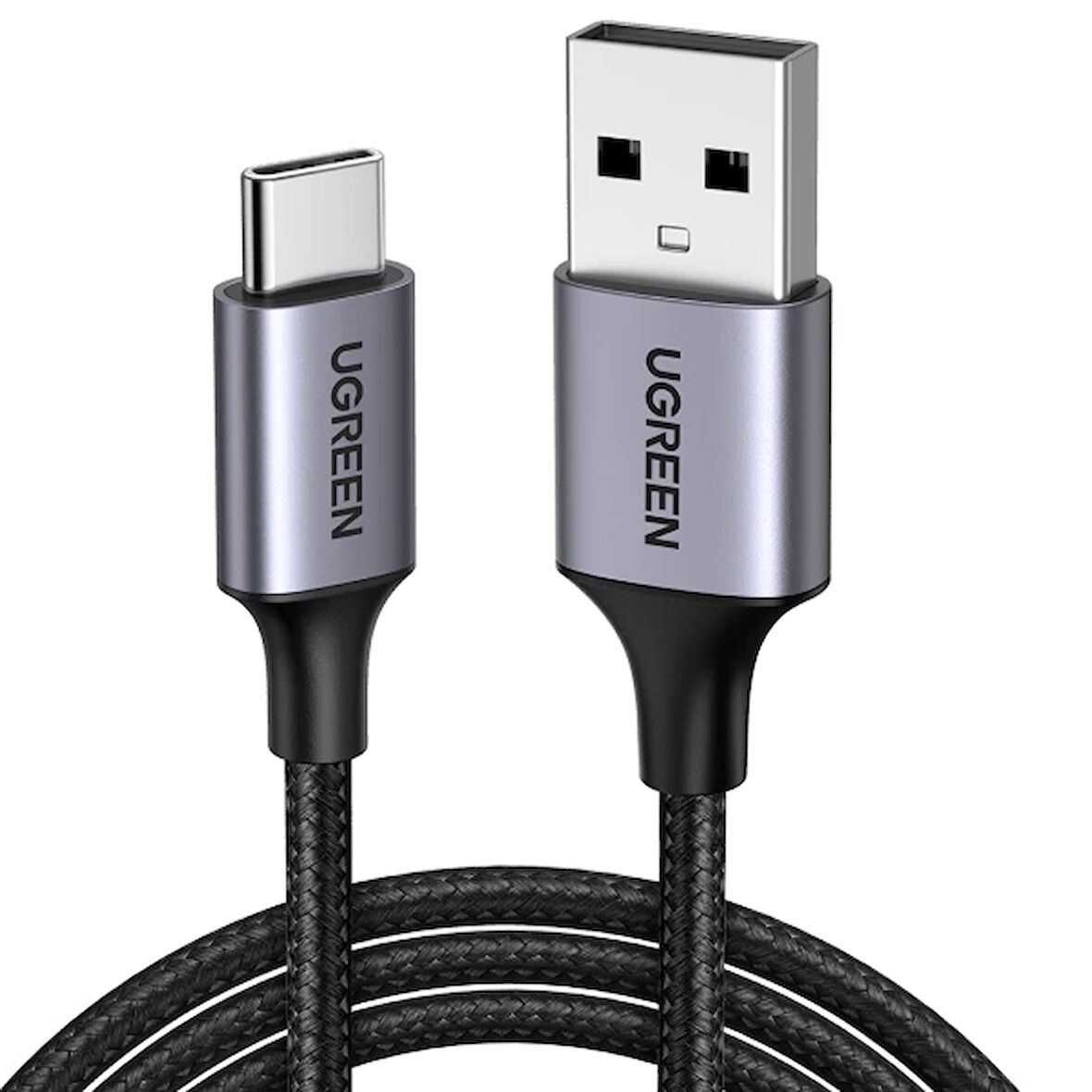 Ugreen Usb-c TO Usb-a 3A QC Örgülü Örgülü 3 Metre Siyah Hızlı Şarj Kablosu