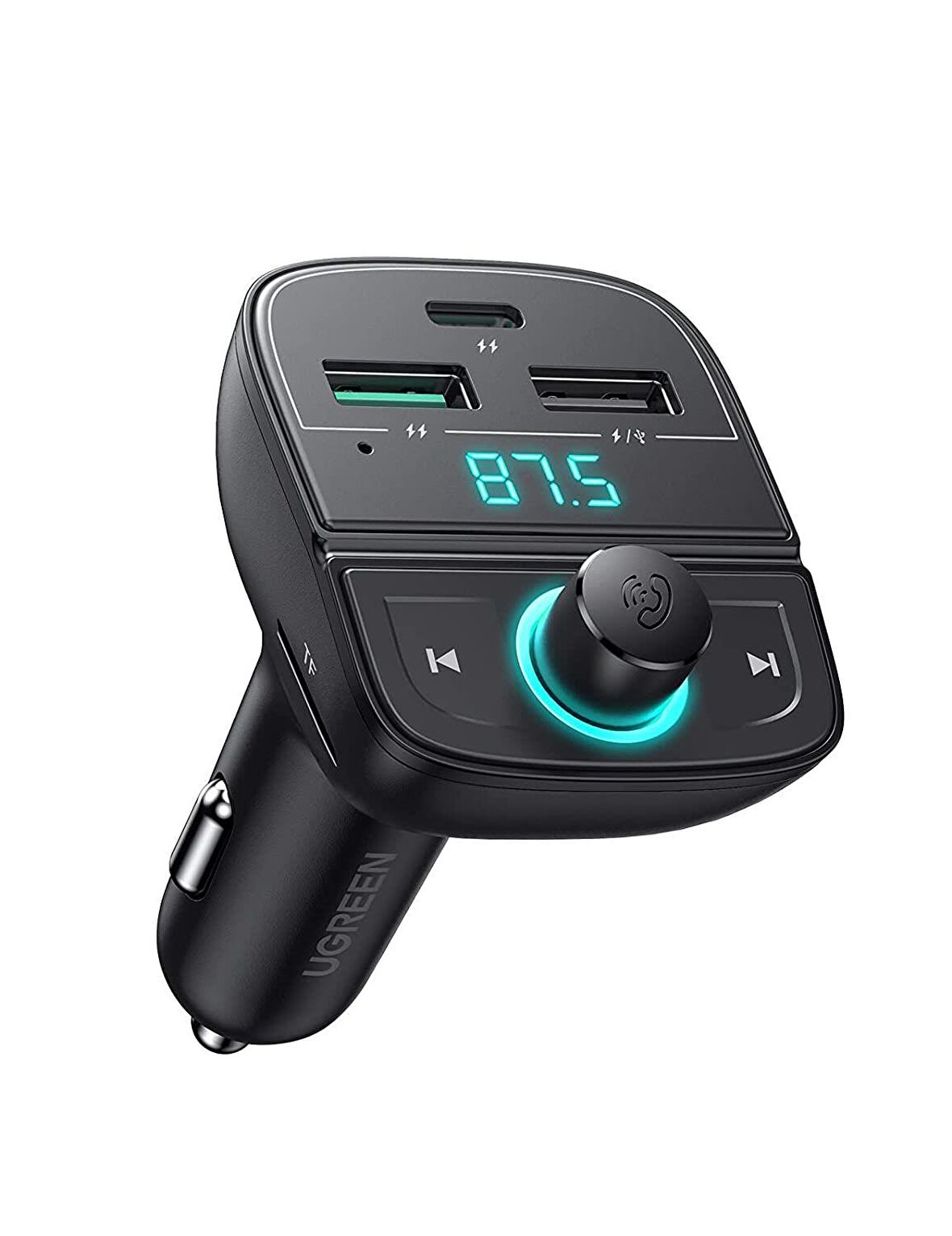 Ugreen Bluetooth 5.0 PD QC 3.0 Micro SD TF Kart Okuyuculu Araç Çakmaklık Şarj Cihazı FM Verici Transmitter