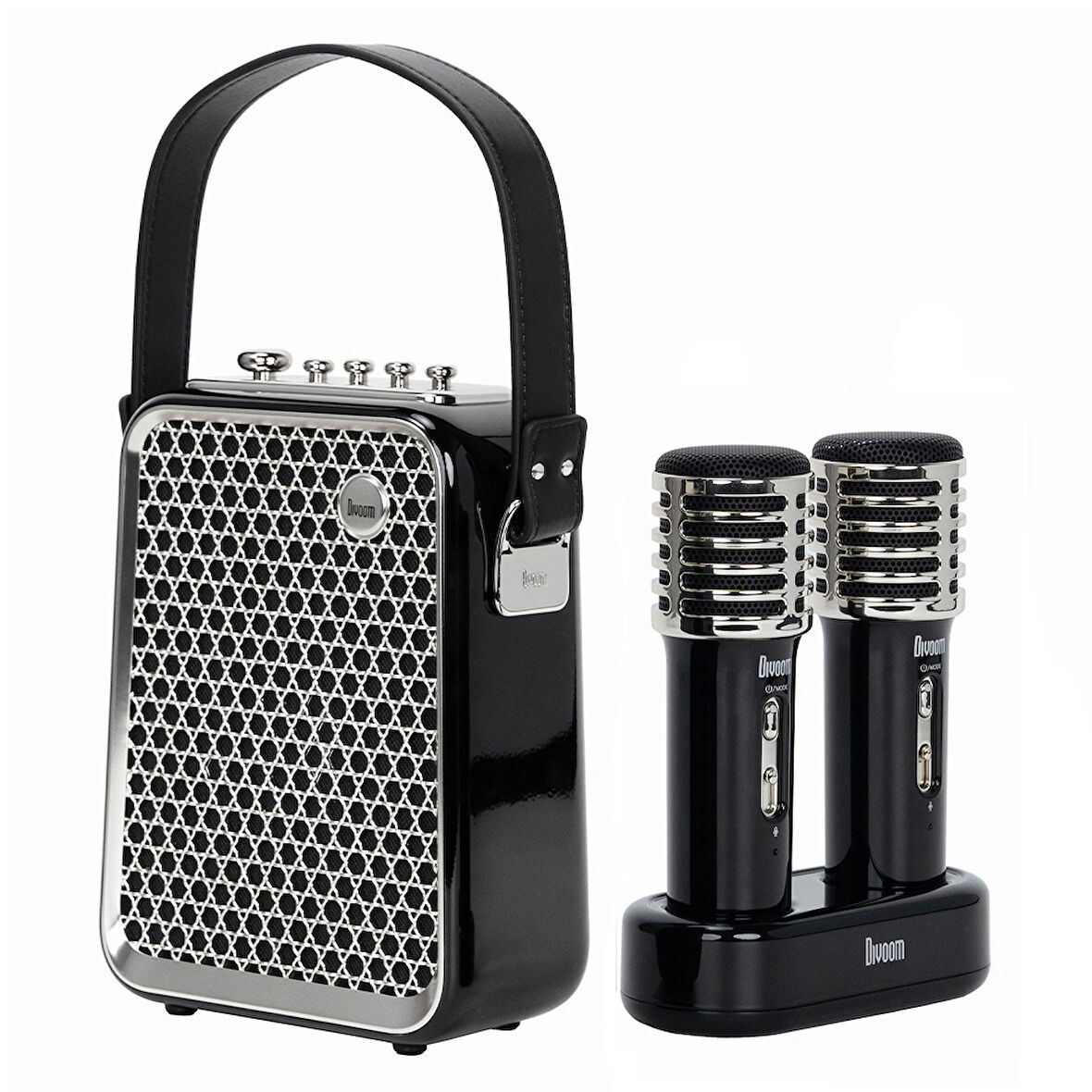 Divoom SongBird-HQ Siyah Çift Karaoke Mikrofonlu Bluetooth Hoparlör