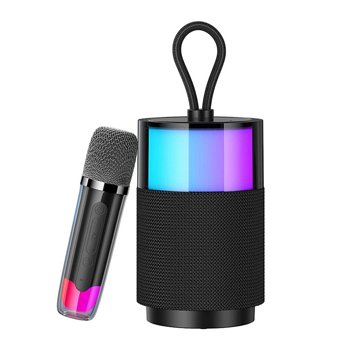 Usams Şarjlı Taşınabilir RGB BT5.3 360 Derece Stereo Bluetooth Hoparlör ve Kareoke Mikrofonu