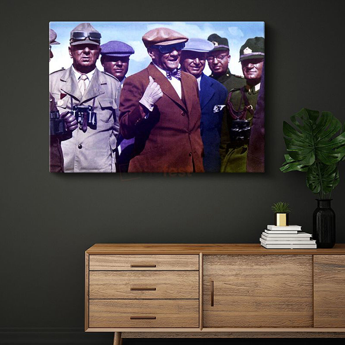 Atatürk ve Askeri İnceleme - Saha Gezisinde Kanvas Tablo