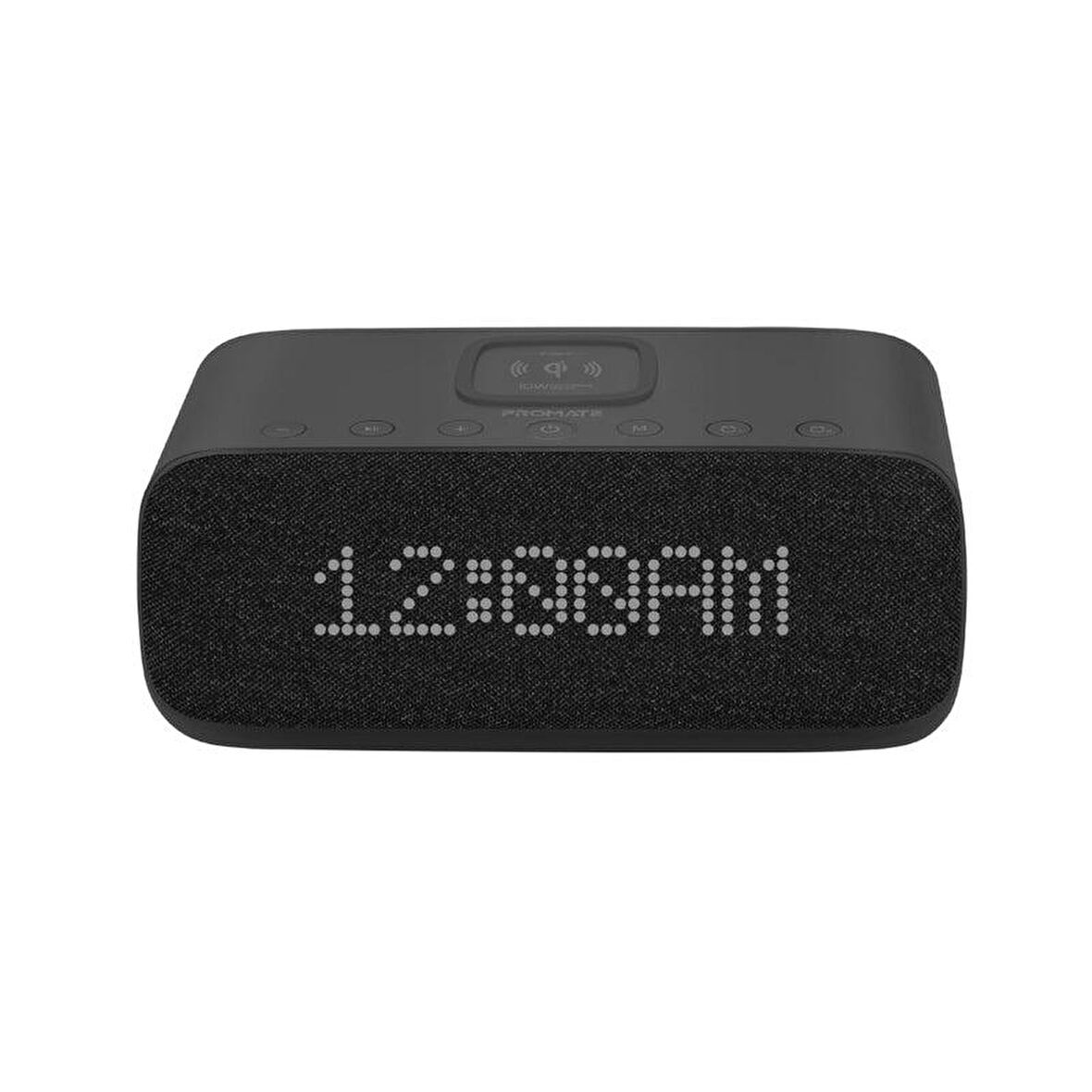 Promate Evoke Bluetooth Kablosuz Hoparlör Çalar Saatli Wireless Şarj Cihazı Siyah